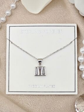 Sterling Forever Colsie Necklace Silver Rhodium Plated CZ Pendant Modern Boho